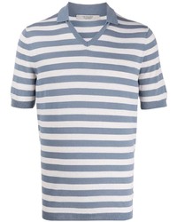 Мужская бело-синяя футболка-поло в горизонтальную полоску от La Fileria For D'aniello