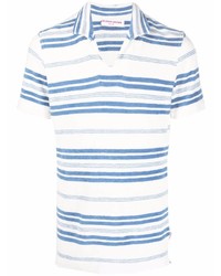 Мужская бело-синяя футболка-поло в горизонтальную полоску от Orlebar Brown
