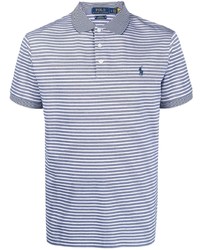 Мужская бело-синяя футболка-поло в горизонтальную полоску от Polo Ralph Lauren