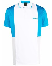 Мужская бело-синяя футболка-поло от BOSS
