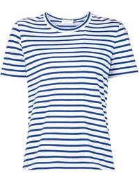 Женская бело-синяя футболка с круглым вырезом в горизонтальную полоску от A.L.C.