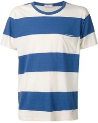 Мужская бело-синяя футболка с круглым вырезом в горизонтальную полоску от Closed