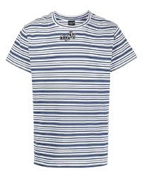 Мужская бело-синяя футболка с круглым вырезом в горизонтальную полоску от COOL T.M