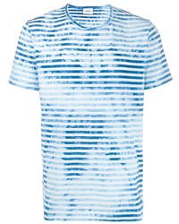 Мужская бело-синяя футболка с круглым вырезом в горизонтальную полоску от Dondup