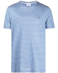 Мужская бело-синяя футболка с круглым вырезом в горизонтальную полоску от Dondup