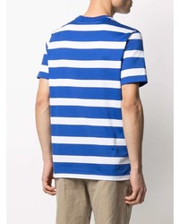 Мужская бело-синяя футболка с круглым вырезом в горизонтальную полоску от Paul & Shark