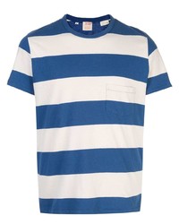 Мужская бело-синяя футболка с круглым вырезом в горизонтальную полоску от Levi's Vintage Clothing