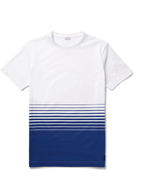 Мужская бело-синяя футболка с круглым вырезом в горизонтальную полоску от Loewe