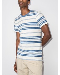 Мужская бело-синяя футболка с круглым вырезом в горизонтальную полоску от Orlebar Brown