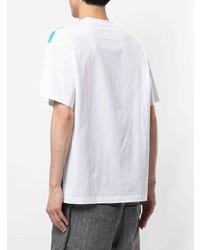 Мужская бело-синяя футболка с круглым вырезом в клетку от Fumito Ganryu