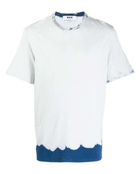 Мужская бело-синяя футболка с круглым вырезом с принтом тай-дай от MSGM