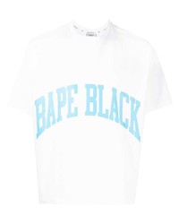 Мужская бело-синяя футболка с круглым вырезом с принтом от BAPE BLACK *A BATHING APE®