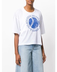 Женская бело-синяя футболка с круглым вырезом с принтом от Golden Goose Deluxe Brand