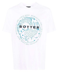 Мужская бело-синяя футболка с круглым вырезом с принтом от Botter