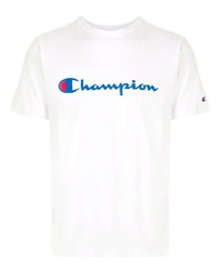 Мужская бело-синяя футболка с круглым вырезом с принтом от Champion