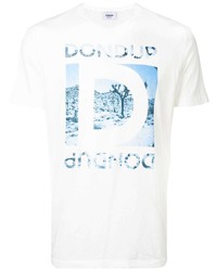 Мужская бело-синяя футболка с круглым вырезом с принтом от Dondup