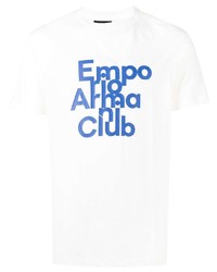 Мужская бело-синяя футболка с круглым вырезом с принтом от Emporio Armani