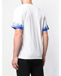 Мужская бело-синяя футболка с круглым вырезом с принтом от Vision Of Super