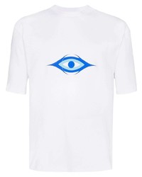 Мужская бело-синяя футболка с круглым вырезом с принтом от Gmbh
