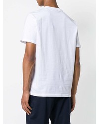 Мужская бело-синяя футболка с круглым вырезом с принтом от Calvin Klein