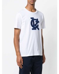 Мужская бело-синяя футболка с круглым вырезом с принтом от Calvin Klein