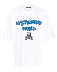 Мужская бело-синяя футболка с круглым вырезом с принтом от Mastermind World