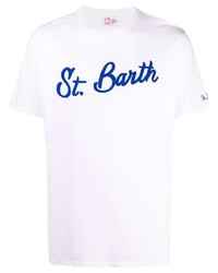 Мужская бело-синяя футболка с круглым вырезом с принтом от MC2 Saint Barth