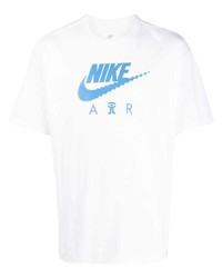 Мужская бело-синяя футболка с круглым вырезом с принтом от Nike
