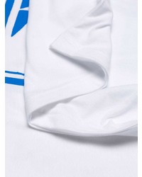 Мужская бело-синяя футболка с круглым вырезом с принтом от adidas
