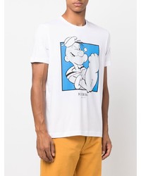 Мужская бело-синяя футболка с круглым вырезом с принтом от Iceberg