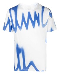Мужская бело-синяя футболка с круглым вырезом с принтом от PS Paul Smith