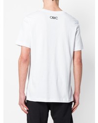 Мужская бело-синяя футболка с круглым вырезом с принтом от Omc