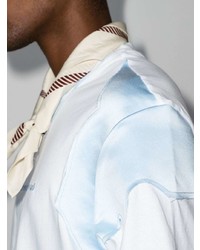 Мужская бело-синяя футболка с круглым вырезом с принтом от AV Vattev
