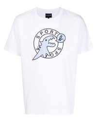 Мужская бело-синяя футболка с круглым вырезом с принтом от SPORT b. by agnès b.