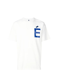 Мужская бело-синяя футболка с круглым вырезом с принтом от Études