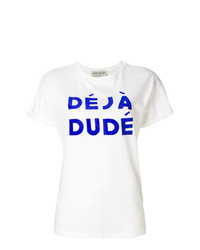 Женская бело-синяя футболка с круглым вырезом с принтом от Être Cécile