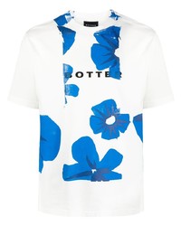 Мужская бело-синяя футболка с круглым вырезом с цветочным принтом от Botter