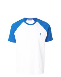 Мужская бело-синяя футболка с круглым вырезом от AMI Alexandre Mattiussi
