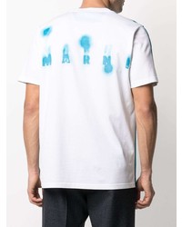 Мужская бело-синяя футболка с круглым вырезом от Marni