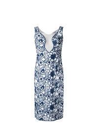 Бело-темно-синее кружевное платье-футляр от Martha Medeiros