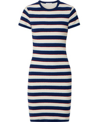 Бело-темно-синее облегающее платье в горизонтальную полоску от James Perse