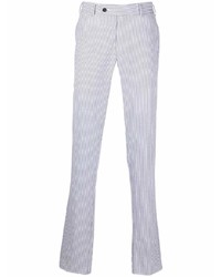Бело-темно-синие брюки чинос в вертикальную полоску от PT TORINO