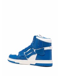 Мужские бело-темно-синие кожаные высокие кеды от Amiri