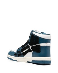 Мужские бело-темно-синие кожаные высокие кеды от Amiri