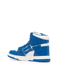 Мужские бело-темно-синие кожаные высокие кеды от Amiri