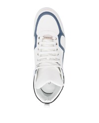 Мужские бело-темно-синие кожаные высокие кеды от Roberto Cavalli