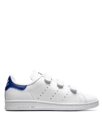 Мужские бело-темно-синие кожаные низкие кеды от adidas