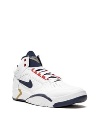 Мужские бело-темно-синие кожаные низкие кеды от Nike