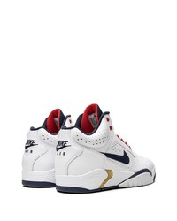 Мужские бело-темно-синие кожаные низкие кеды от Nike