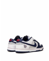 Мужские бело-темно-синие кожаные низкие кеды от Nike